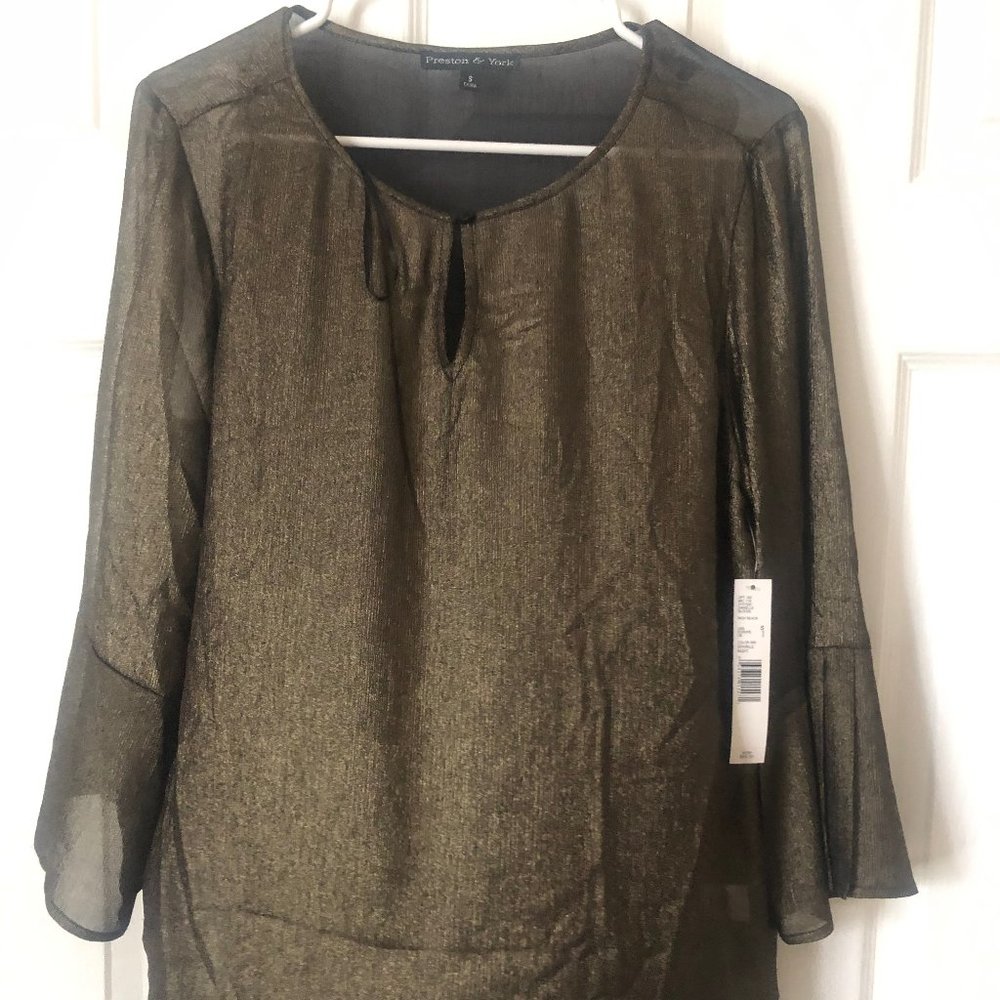 Preston and York Copper metallic color Fall Blouse